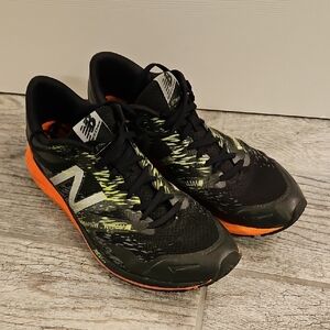 New Balance Black and Orange Athletic Shoes with Mesh Upper